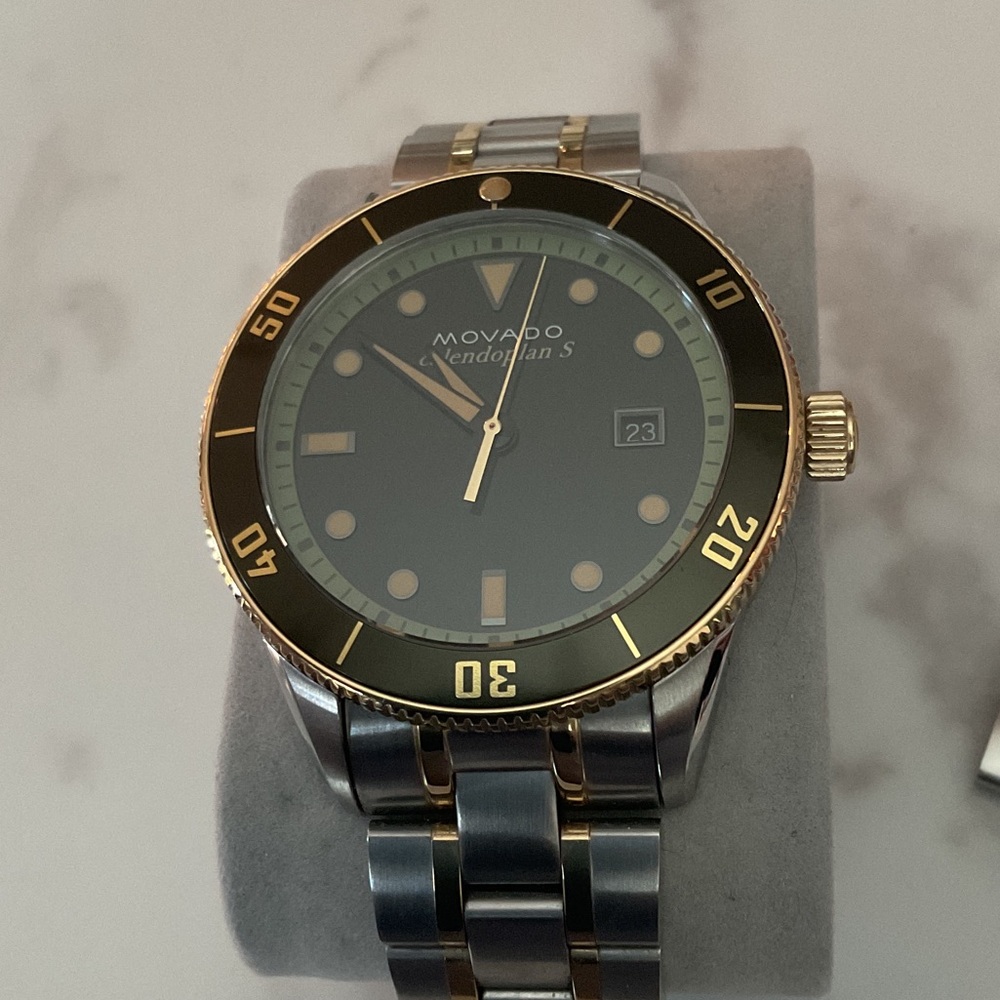 Movado Two-Tone Green and Gold Watch